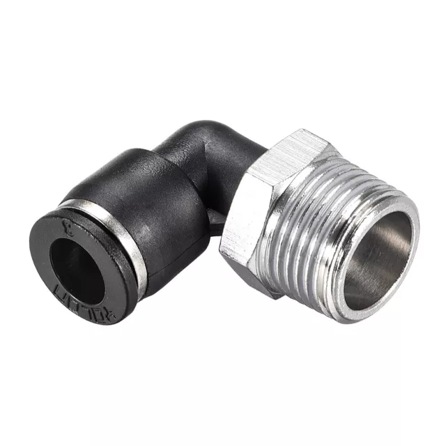 Push to Connect Tube Fitting Male Elbow 8mm Tube OD x 3/8 NPT Push Fit Lock