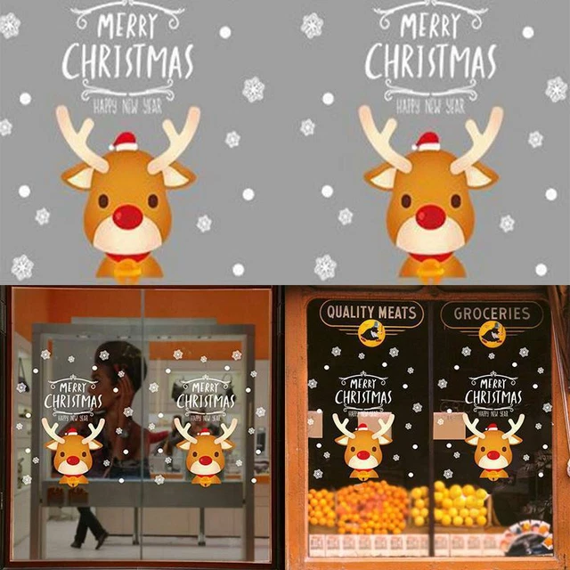 Self adhesive Xmas Shop Home Decor Window Mirror Decals Christmas Stickers