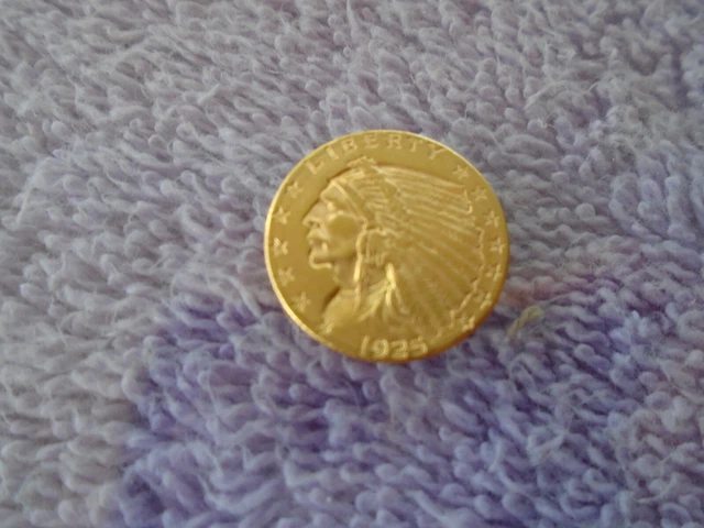 1925-D $2 1/2 Gold Indian Head Coin Uncirculated, EX condition