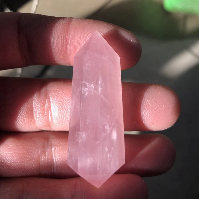 Raw Natural Rose Quartz Crystal Point Obelisk Hexagonal Prism Wand Stone Healing