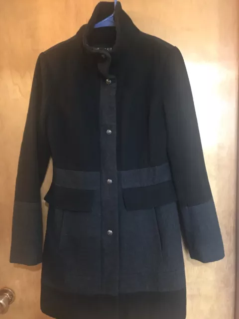 Womens Size Small Black & Gray Guess Wool Blend Pea Coat