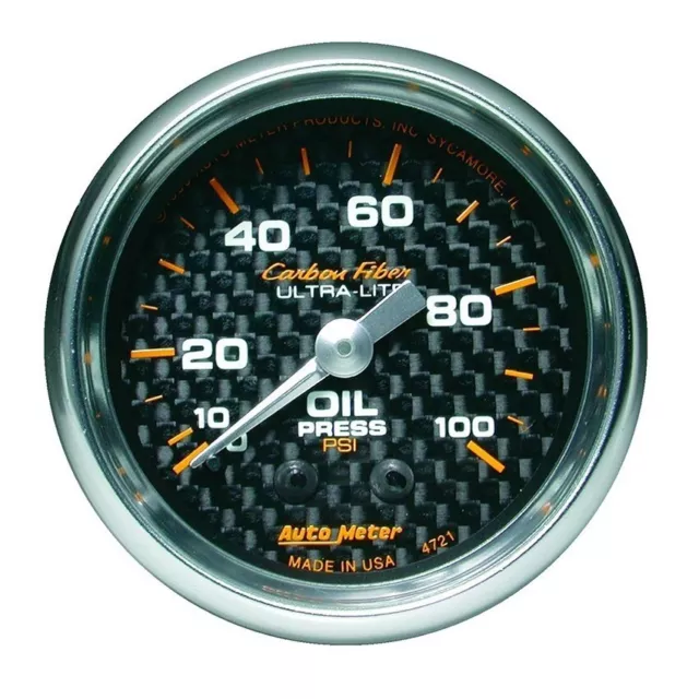 Autometer AU4721 2-1/16" Carbon Fiber Series Oil Pressure Gauge