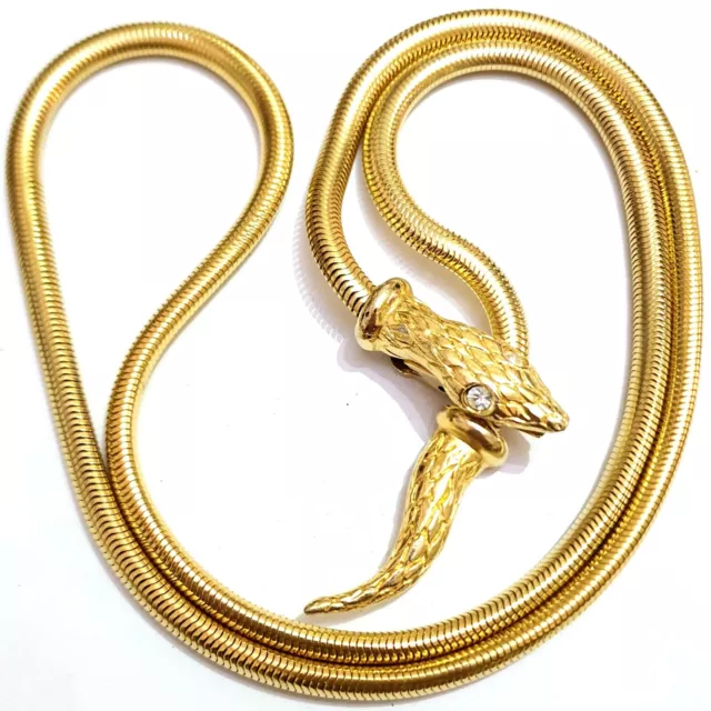 Gold Tone Long Necklace Vintage Snake