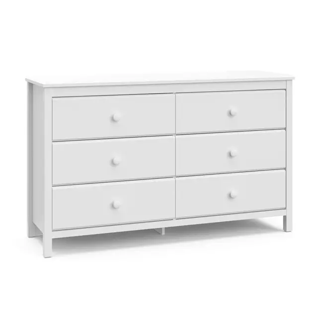 Alpine 6 Drawer Double Dresser (White) – GREENGUARD Gold Certified, Dresser for