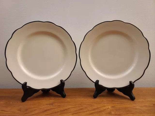 Set of 2 VTG 80's Buffalo China Manhattan Black Restaurant Ware 8" Salad Plates