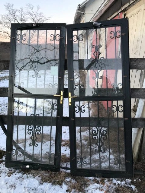 Pair of Metal Glass Doors 30” Wide X 80” High WoodGlass Double Doors