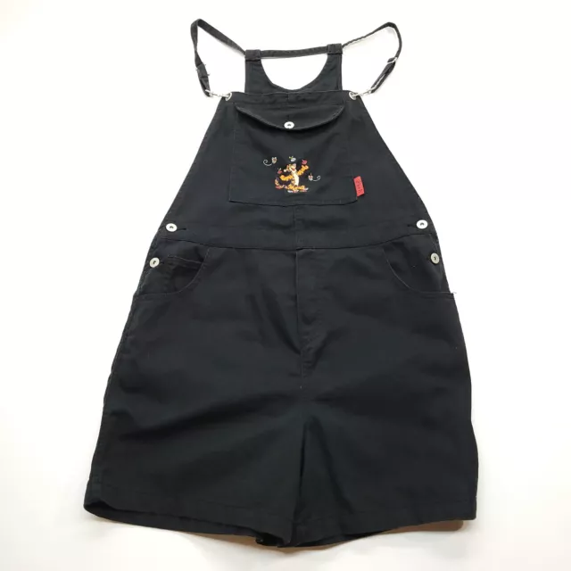 VTG Pooh Bib Overall Shorts Black Youth XL Embroidered Denim Tigger Disney
