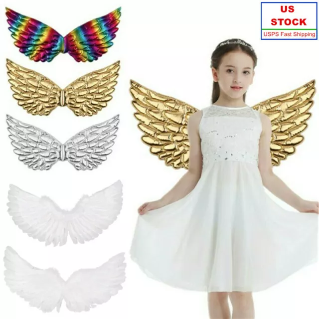 Adult&Kid Angel Feather Wings Cosplay Costume Holiday Stage Show Fancy Dress