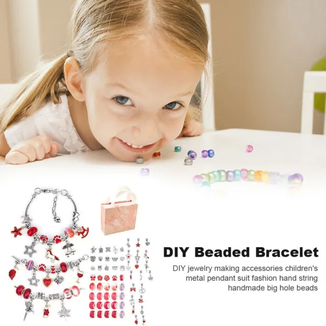 DIY Charm Bracelet Beads Jewelry Making Kit Arts Crafts for Kids Girl (Red) 2