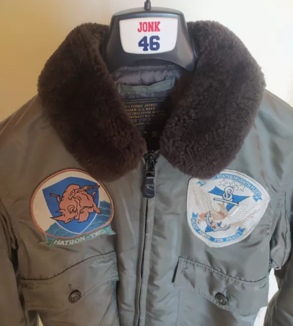 Giacca COCKPIT G1 FLIGHT JACKET BUAER U.S. NAVY -Verde-MADE IN USA-USATO OTTIMO 3