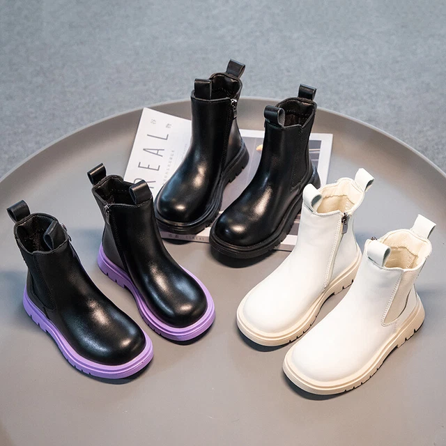 Baby Girls Kids Wedding Party School Ankle Boots Pumps Flat Chelsea Shoes Size