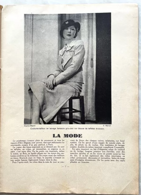 La Femme Chez Elle n° 575 du 15 Mai 1934 revue mode couture avec son patron 3