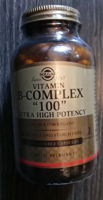SOLGAR VITAMIN B-COMPLEX "100" Extra High Potency 100 Vegetable Caps ...