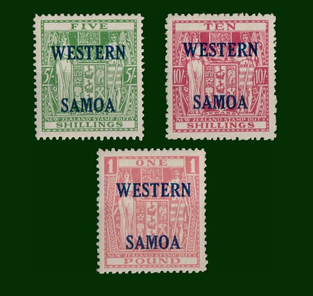 WESTERN SAMOA 1955 Arms Stamps To One Pound L/M Mint S.g. 232-234 £2.35 ...