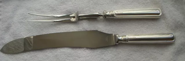 Birks Sterling Silver Saxon Pattern Carving Set Knife and Fork No Monogram