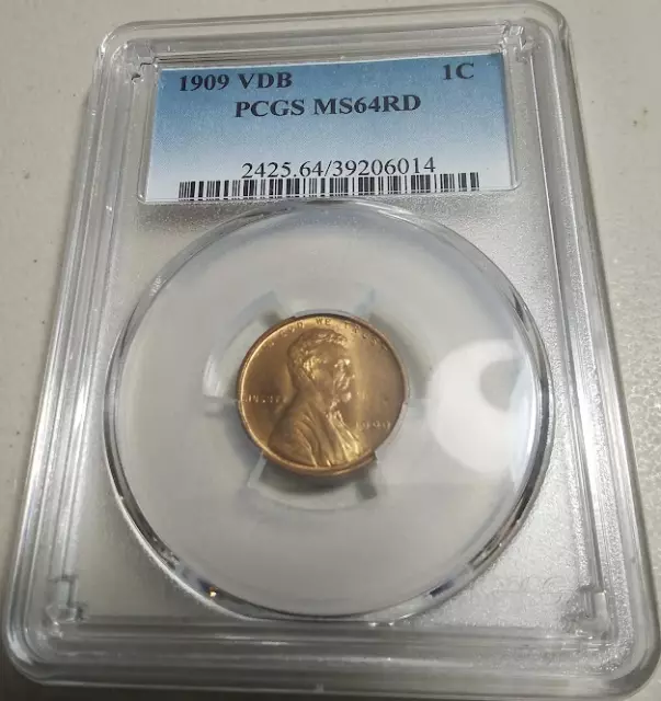 :1909-P Vdb 1C Lincoln Cent Pcgs Ms64Rd Shining Red Lower Pop Highest Grades