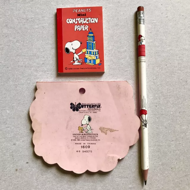 PEANUTS VTG MINI Colored Pencil Set Case Pad Woodstock Snoopy