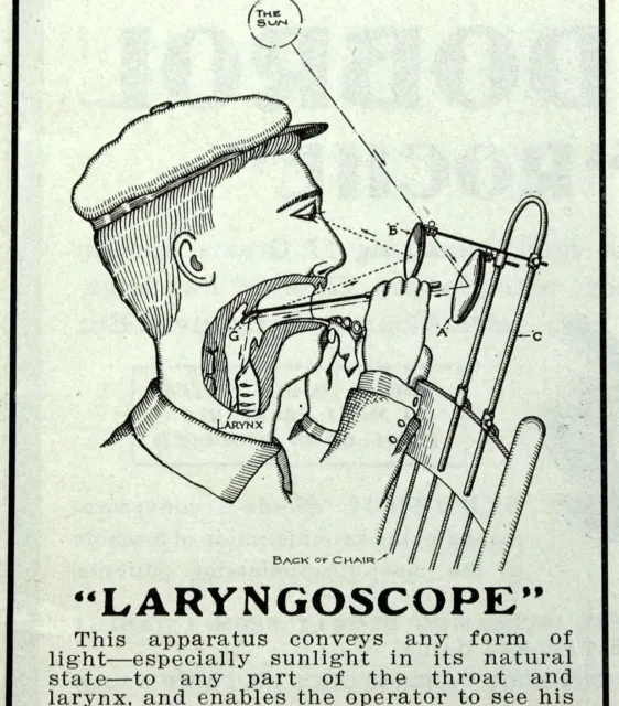 1917 LARYNGOSCOPE Medical Advertising Original Vintage Antique Print Ad