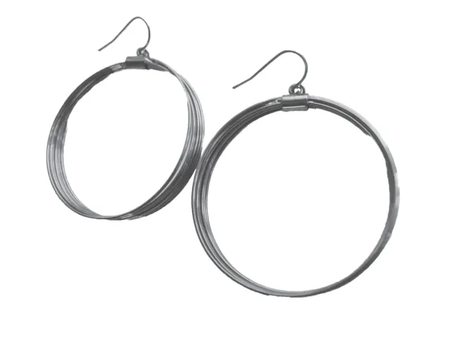 Große Schlaufe polierte Stahl Ohrringe 4,5cm Durchmesser Party Reifen Ohrringe Ohrringe
