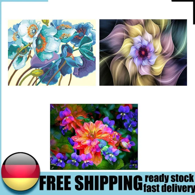 Pintura al óleo de flores por números hágalo usted mismo pintada a mano sobre lona imagen de pared sin enmarcar DE