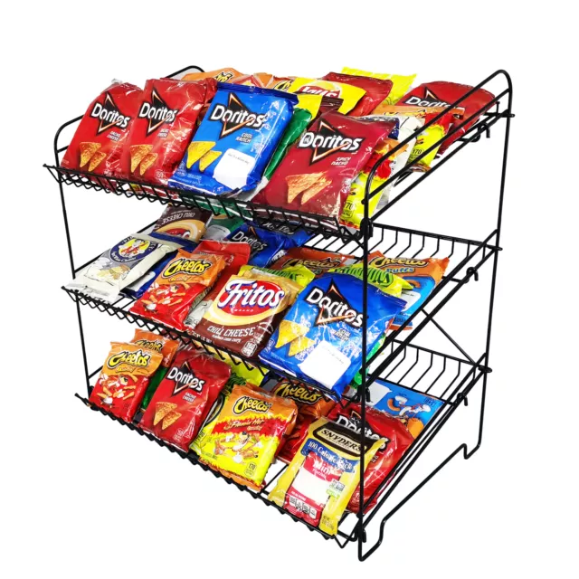24" Wide X 14.9" Deep X 23.2" Tall 3-Open-Shelf Wire Rack for Countertop Black