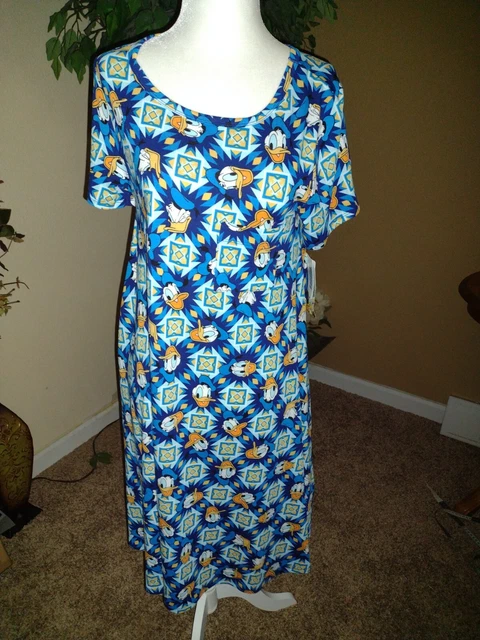 LULAROE DISNEY DONALD Duck Carly High Low Cut Dress All Over Print