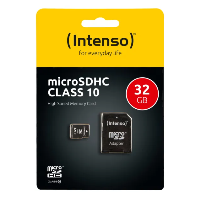 INTENSO microSDHC Card Speicherkarte, 32GB Class 10 mit SD Adapter 32 GB