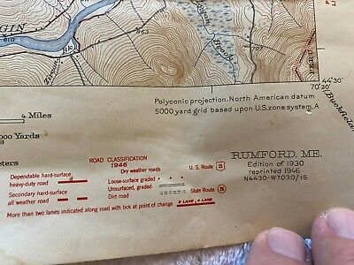 U.S. Geological Survey Topographical Map Rumford Quadrangle 1930 State of Maine 2