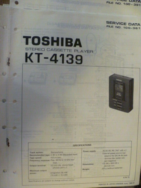 Walkman Toshiba KT4139 (Defekt) in Collonges für CHF 38 – mit Lieferung