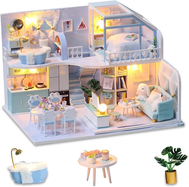 DIY Miniature Dollhouse Kit with Furniture 1:24 Scale Gift for Christmas Beautif
