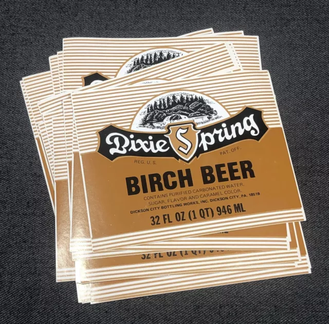 Dixie Spring Birch Beer Soda Bottle Label Unused Dickson City PA Ephemera Brown