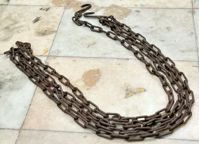 4.6m Lang Vintage Selten Handgeschmiedete Schwer Rustikal Eisen Solid Kette