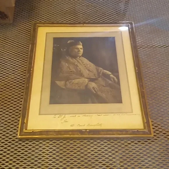 Antique 1919 cardinal doughtery framed large photo/ inscription one of a kind