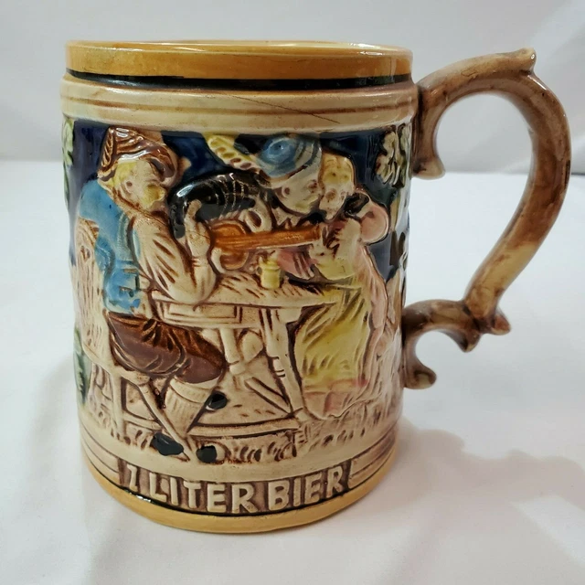 Vintage German Style Ceramic Beer Bier Stein Mug - Made In Japan