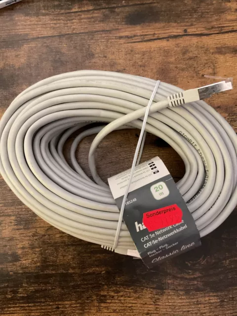 Hama Network Cat 5e Netzwerkkabel LAN Kabel F/UTP Ethernet 20m Geschirmt Grau