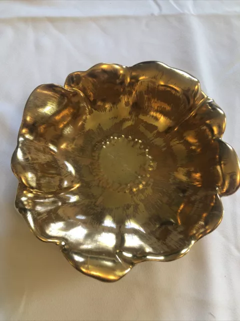 Vintage Stangl Granada Gold-Hand Painted Mid Century Flower Bowl #3410- 7”