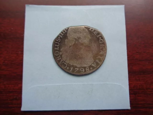 1798 NR JJ Columbia 2 Real silver coin Rare