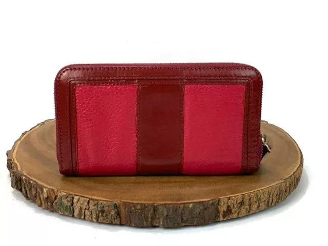 Burberry Wallet Womens Magenta Red Brown leather Zip 3