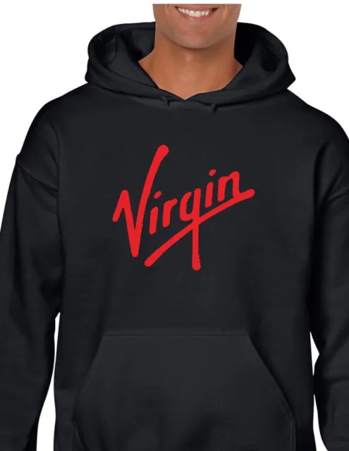 Virgin Atlantic Red Logo US Airline Aviation Black Hoodie Hooded Sweatshirt