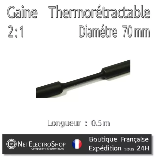 Gaine Thermo Rétractable 2:1 - Diam. 70 mm - Noir - 0,5m