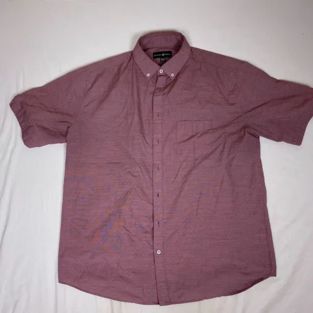 Beverly Hills Polo Club Button Up Shirt Mens 2XLB Big Red Dots Short Sleeve