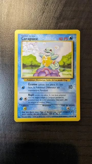 Carte Pokemon Carapuce 63/102 Set de Base Wizards TBE FR