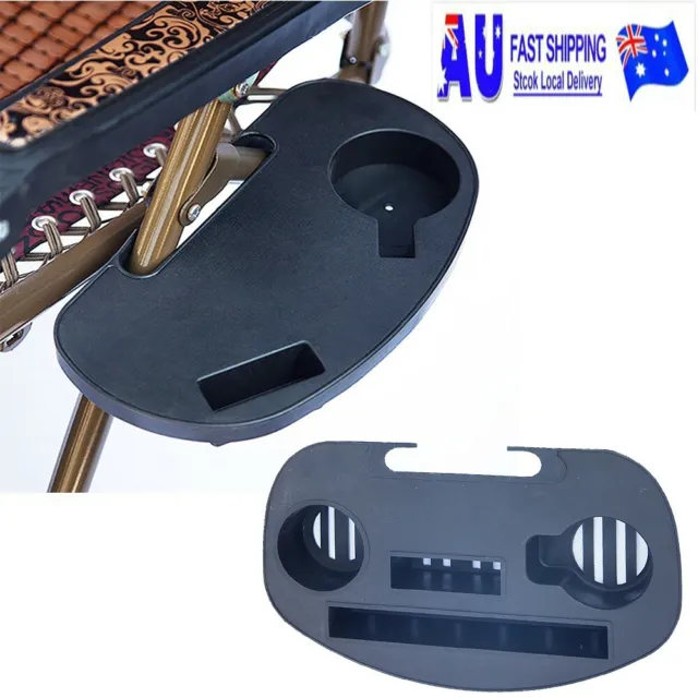 Lounge-Chair Side Tray Cup Holder Folding For Outdoor Camp Picnic Beach Garden ;