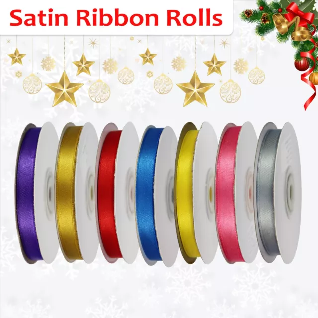 25 Metres Double Sided Satin Ribbon Rolls 3mm 6mm 10mm 15mm 25mm Ribbons