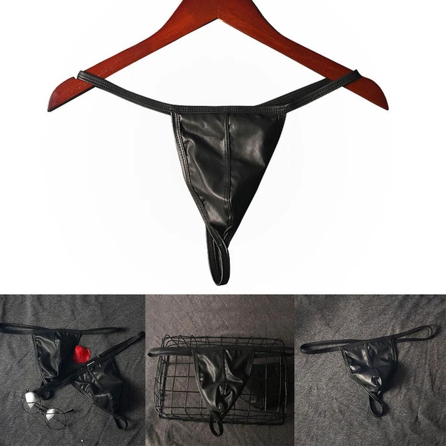 Hommes Simili Cuir String sous - Vêtements Bikini G-String Slip Sexy Taille