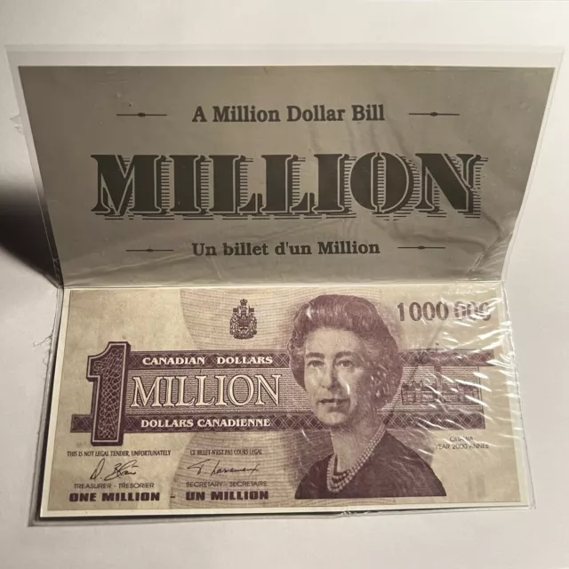 Novelty 1 Million Dollar Bill Canadian Queen Elizabeth 2000 - (has crease)