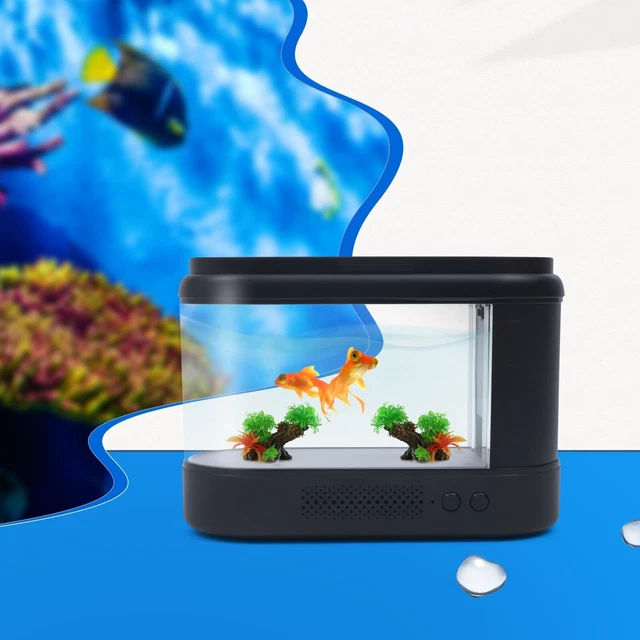 Mini Fish Aquarium Small Desktop Water Cycle Grass Tank Silent Landscape Betta 11