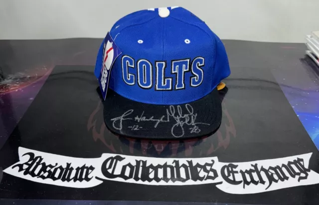 JIM HARBAUGH & MARSHALL FAULK AUTOGRAPHED SIGNED COLTS VTG Pro Snap Back Hat PSA