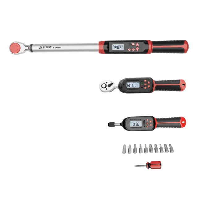 1set Digital Torque Wrench 1/4" or 3/8" or1/2" Adjustable Screwdriver Electronic