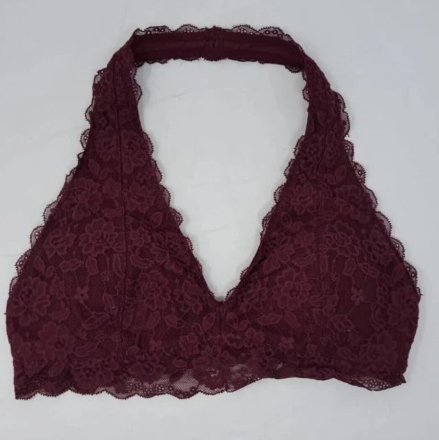 HOLLISTER GILLY HICKS Bralette Bra Burgundy Lace Floral Print Halter Straps  $25.00 - PicClick